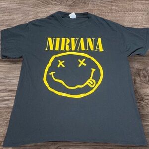Vintage NIRVANA Black Tee with Yellow Graphic